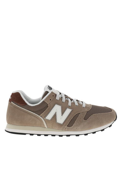 Baskets running 373 en cuir beiges avec un talon plat et des lacets