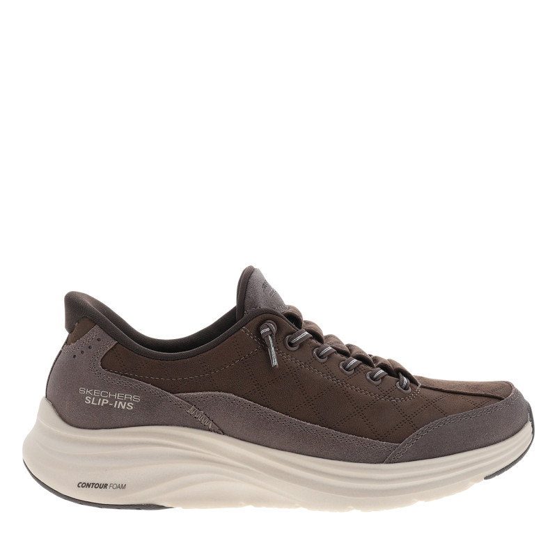 Skechers - Baskets Running Contour Foam Natural Ease En Cuir Chocolat Avec Un Slip-on - Marron Skechers - Baskets Running Contour Foam Natural Ease En Cuir Chocolat Avec Un Slip-on - Marron