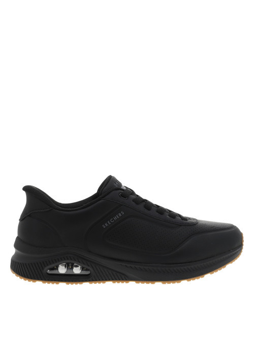 Sneakers noir à talon plat avec un amorti à bulle d'air sur la semelle