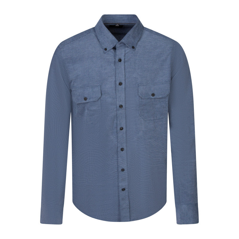 Casa Moda - Chemise En Coton Bleue à Coupe Droite Munie D'un Col Américain - Bleu Casa Moda - Chemise En Coton Bleue à Coupe Droite Munie D'un Col Américain - Bleu
