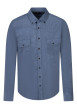 Thumbnail Chemise en coton bleue à coupe droite munie d'un col américain