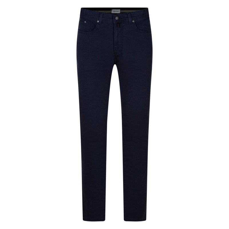 Cardin Sportswear - Pantalon 5 Poches En Coton Mélangé Bleu Denim Uni Muni D'une Coupe Droite - Bleu Foncé