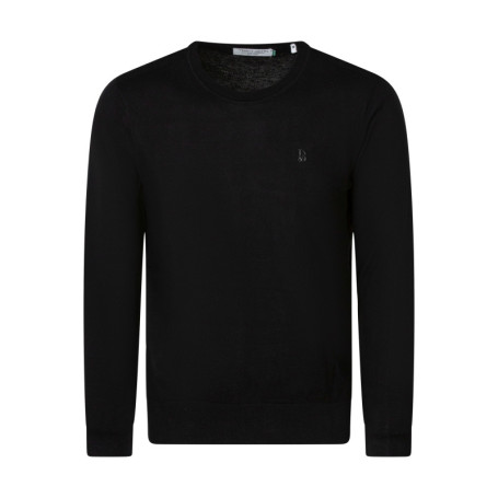 Pull noir à coupe droite pourvu d'un col rond...