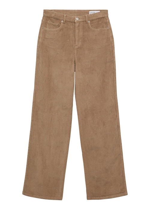 Pantalon en coton beige coupe bootcut pourvu de poches plaquées