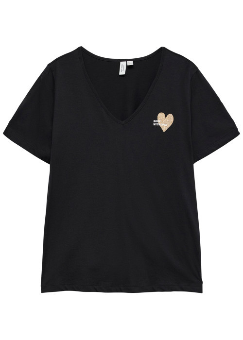 T-shirt en coton biologique noir à coupe droite...