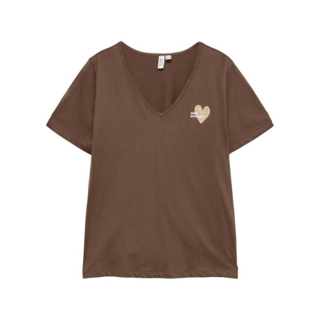 T-shirt en coton biologique marron à coupe...
