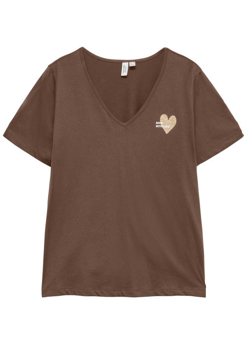 T-shirt en coton biologique marron à coupe...