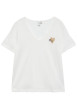 Thumbnail T-shirt en coton biologique blanc à coupe droite pourvu d'un col v