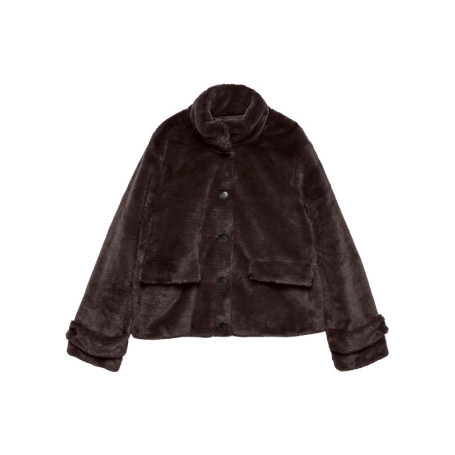 Manteau marron à coupe droite pourvu d'une...