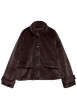 Thumbnail Manteau marron à coupe droite pourvu d'une fermeture boutonnée