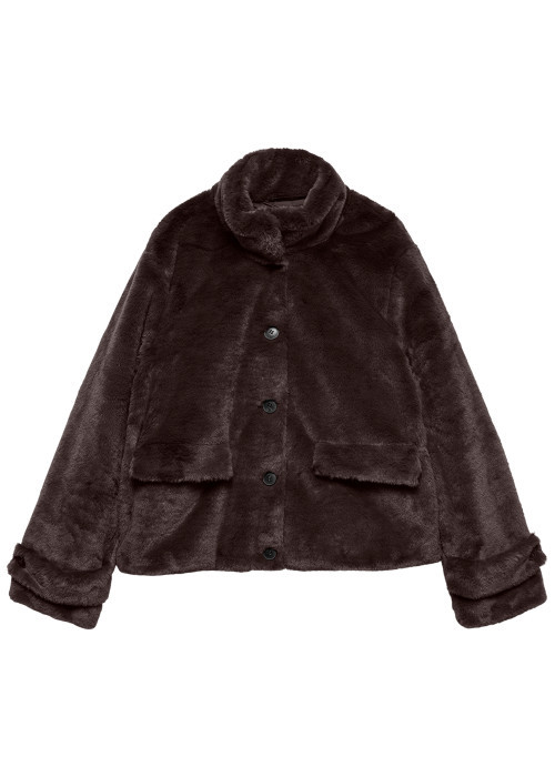 Manteau marron à coupe droite pourvu d'une fermeture boutonnée