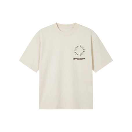 T-shirt blanc à col rond en coton agrémenté...