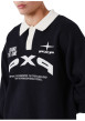 Thumbnail Pull en maille de coton mélangé noir contrasté avec un col de polo blanc - Image 2