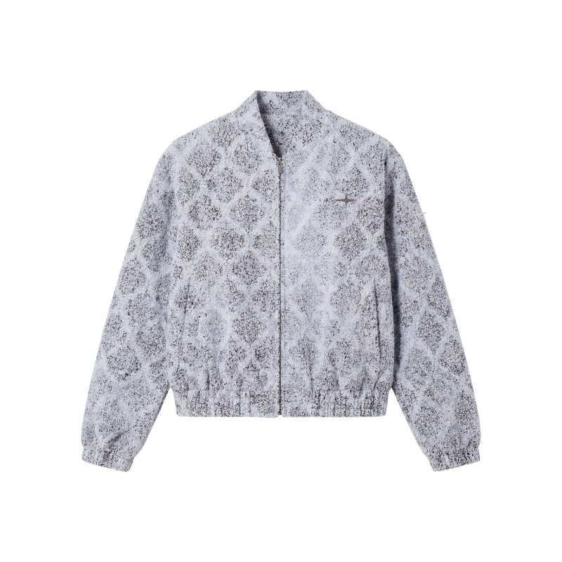Project X - Veste Bomber à Motifs Losanges Géométriques Gris Et Noir à Coupe Large - Gris Project X - Veste Bomber à Motifs Losanges Géométriques Gris Et Noir à Coupe Large - Gris