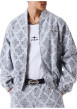 Thumbnail Veste bomber à motifs losanges géométriques gris et noir à coupe large - Image 3