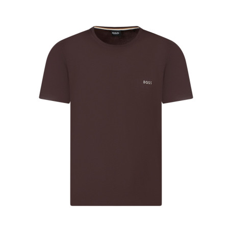 T-shirt en coton brun à coupe droite pourvu...