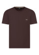 Thumbnail T-shirt en coton brun à coupe droite pourvu d'un fin col rond
