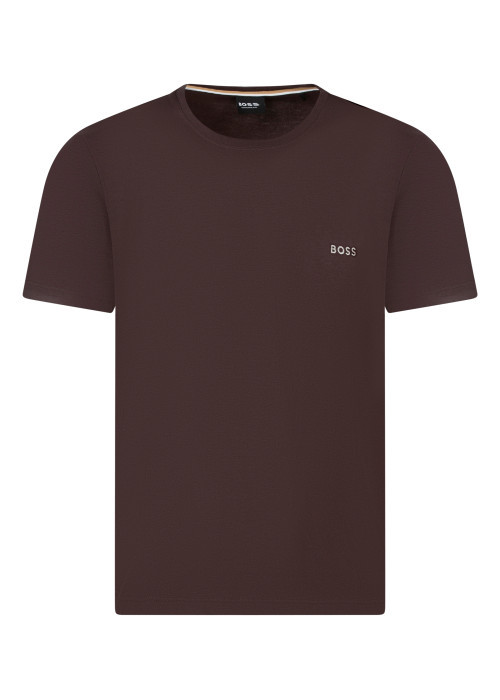 T-shirt en coton brun à coupe droite pourvu...
