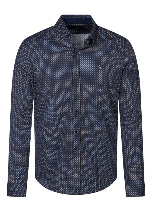 Chemise bleu marine à motifs floraux dotée...
