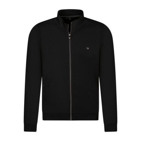 Sweat zippé en coton mélangé stretch noir...