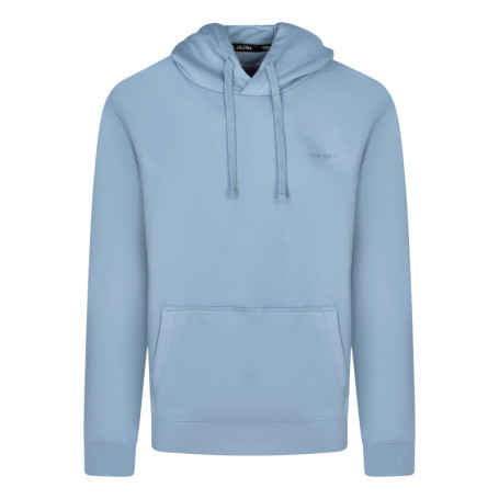 Sweat bleu uni à capuche avec une coupe droite...
