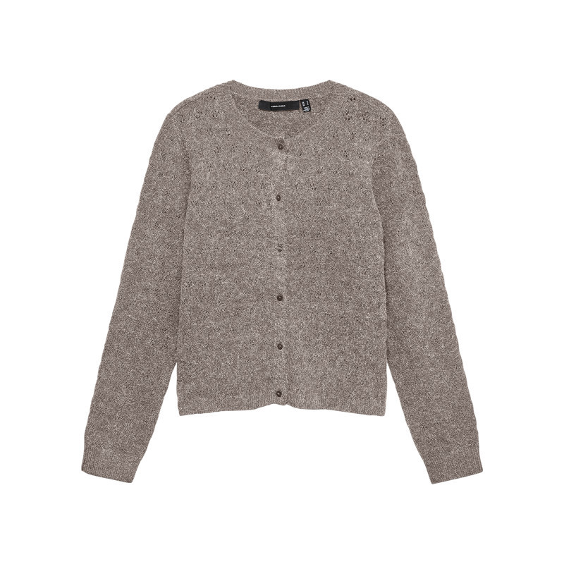 Vero Moda - Gilet Taupe à Coupe Droite Pourvu D'un Col Rond Et De Manches Longues - Beige Vero Moda - Gilet Taupe à Coupe Droite Pourvu D'un Col Rond Et De Manches Longues - Beige