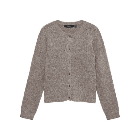 Gilet taupe à coupe droite pourvu d'un col rond...