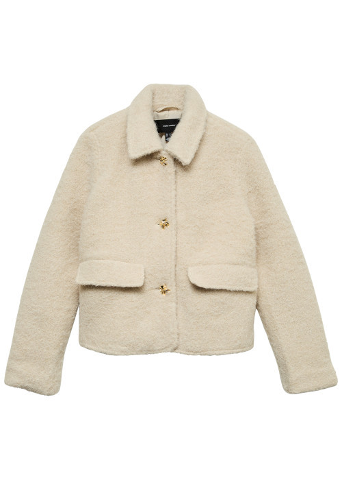 Blouson écru à coupe droite pourvu d'un col à revers et de manches longues