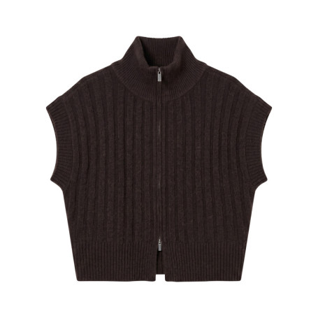 Gilet marron sans manche à coupe ajustée pourvu...