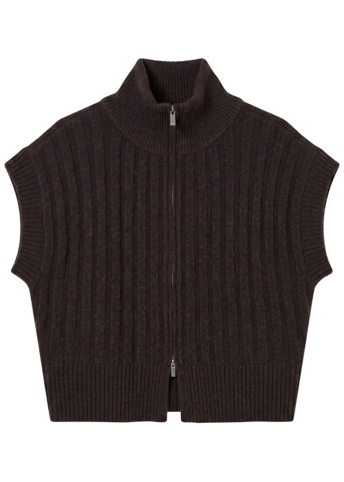 Gilet marron sans manche à coupe ajustée pourvu...