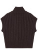 Thumbnail Gilet marron sans manche à coupe ajustée pourvu d'un col montant - Image 2