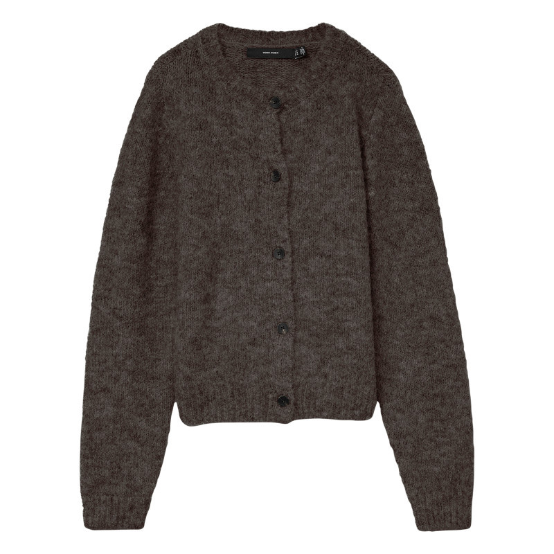 Vero Moda - Gilet Brun à Coupe Droite Pourvu D'un Col Rond Et De Manches Longues - Brun Vero Moda - Gilet Brun à Coupe Droite Pourvu D'un Col Rond Et De Manches Longues - Brun