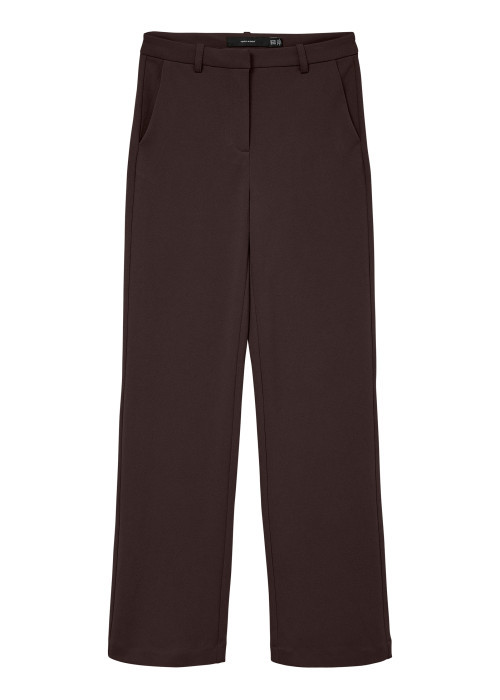Pantalon chino marron à coupe droite pourvu d'une fermeture par zip et agrafe