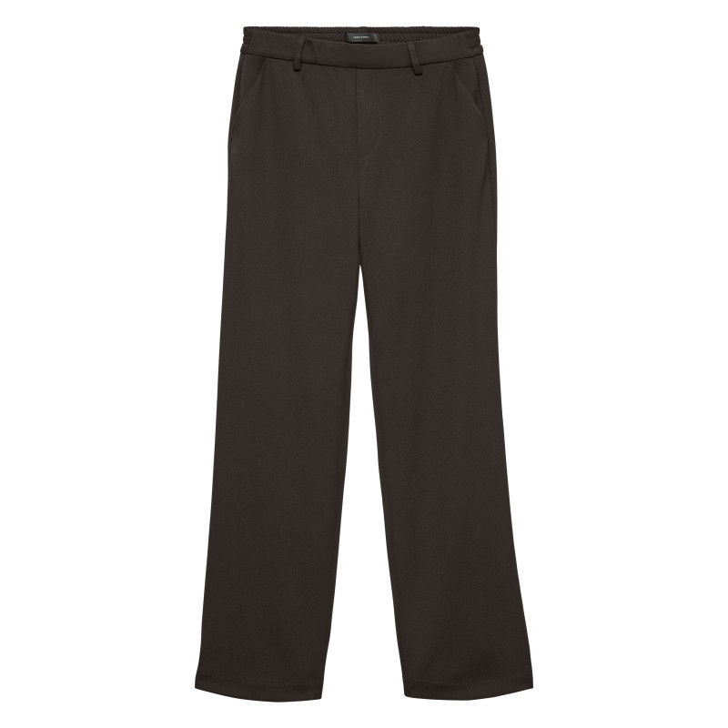 Vero Moda - Pantalon Chino Marron à Coupe Droite Pourvu D'une Taille élastiquée - Marron Vero Moda - Pantalon Chino Marron à Coupe Droite Pourvu D'une Taille élastiquée - Marron