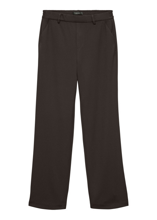Pantalon chino marron à coupe droite pourvu d'une taille élastiquée