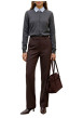 Thumbnail Pantalon chino marron à coupe droite pourvu d'une taille élastiquée - Image 6