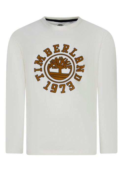 T-shirt à manches longues en coton blanc orné...