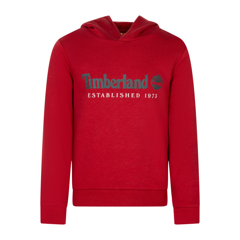 Timberland - Sweat En Coton Mélangé Beige Uni à Coupe Droite Avec Une Capuche Et Le Logo - Rouge