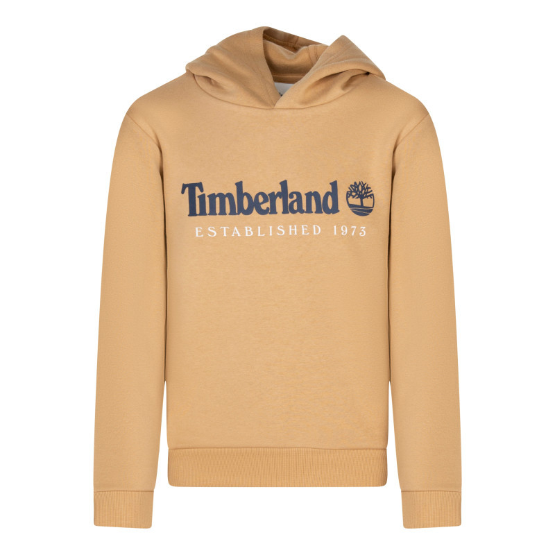 Timberland - Sweat à Capuche En Coton Mélangé Beige à Coupe Droite Avec Un Logo Bleu - Beige