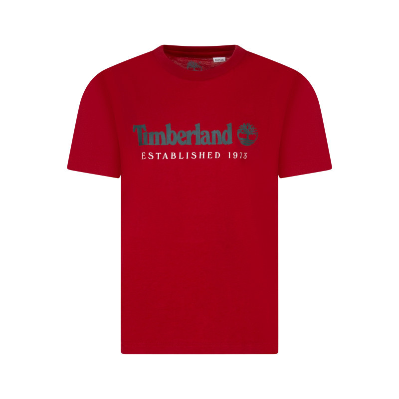 Timberland - T-shirt En Coton Rouge Imprimé à Coupe Droite Muni D'un Col Rond - Rouge