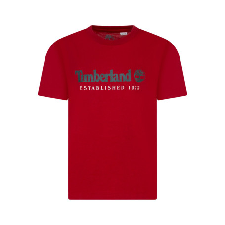 T-shirt en coton rouge imprimé à coupe droite...