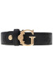 Thumbnail Ceinture noire en similicuir avec motif monogrammé pourvu d’une boucle dorée