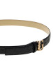 Thumbnail Ceinture noire en similicuir avec motif monogrammé pourvu d’une boucle dorée - Image 2