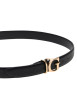 Thumbnail Ceinture en similicuir noire unie pourvue d’une boucle métallique dorée - Image 2