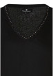 Thumbnail T-shirt noir à coupe droite pourvu d'un col v et de manches longues - Image 3