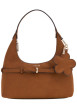 Thumbnail Sac à main porté épaule en suède camel orné d'un charms amovible