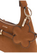 Thumbnail Sac à main porté épaule en suède camel orné d'un charms amovible - Image 4