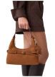 Thumbnail Sac à main porté épaule en suède camel orné d'un charms amovible - Image 5