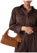 Thumbnail Sac à main porté épaule en suède camel orné d'un charms amovible - Image 6