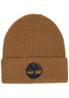 Thumbnail Bonnet en tricot côtelé camel à un revers orné du logo brodé